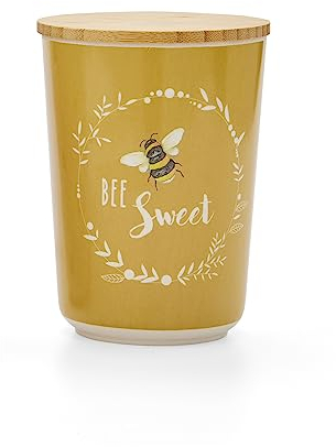 Cooksmart British Designed Kitchen Canisters With Bamboo Lid | Kitchen Storage Canisters For Modern Kitchens | Tea Coffee and Sugar Canisters Set For All Types Of Kitchens (Bumble Bees - 2087)