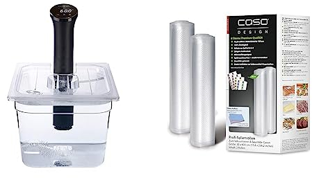 SousVideTools Container aus Polycarbonat, 11,6 l, mit Deckel passend für den Sous-Vide-Stick Nano von Anova & CASO Profi- Folienrollen 30x600 cm / 2 Rollen, für alle Vakuumierer, BPA-frei