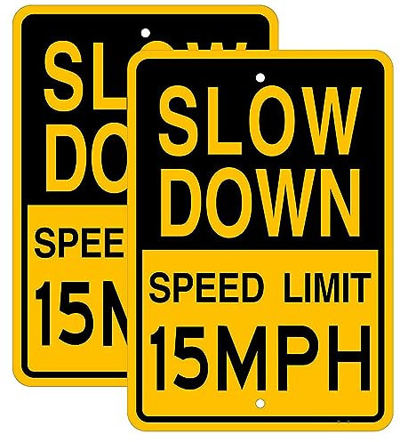 Lot de 2 panneaux de limitation de vitesse de 30,5 km/h – 30,5 x 45,7 cm – Métal réfléchissant de qualité ingénieur imprimé UV, aluminium antirouille, résistant aux intempéries, imperméable