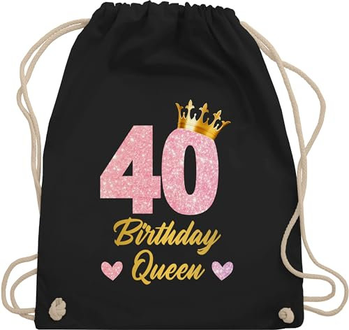 Turnbeutel Rucksack - 40. Geburtstag - 40 Birthday Queen Geburtstags Königin Geburtstagsgeschenk 40 - Unisize - Schwarz - geschenkideen+für+frauen+ab+40 40er frau geschenk 40.geburtstag 40-er