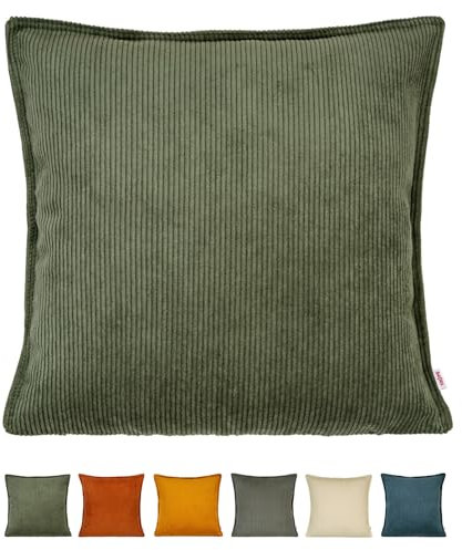 beties HYggelig No.1 Trendige Cord-Samt Kissenhülle ca. 50x50 cm Kissenbezug mit aufwendiger Jeans-Doppelnaht in Raumausstatter Qualität