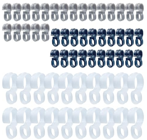 ONEBO 60 Pezzi Abiti Plastica Antivento Appendiabiti Fibbia di Fissaggio,Appendini Antivento Antiscivolo Portatile, per Asta Appendiabiti Fissi,Evita che il gancio venga spazzato via(1.1cm+2.2cm)