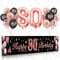80 Geburtstag Deko Roségold Schwarz,BTZO 80 Geburtstag Banner Frauen,80 Geburtstag Hintergrund Banner für 80 Frauen und Männer Geburtstagsfeier Deko