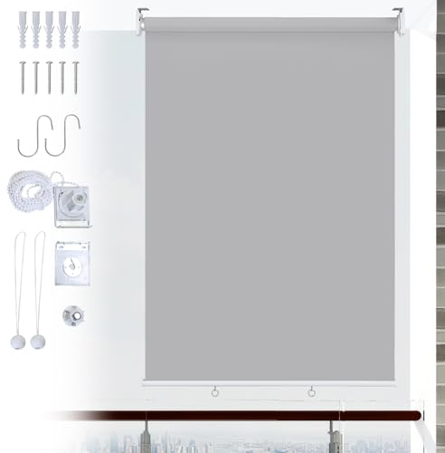 Ikodm Senkrechtmarkise außen 180 x 240 cm, Balkon Markise, Außenrollo markisen fur Balkon, Beschattung und Sichtschutz Balkonmarkisen, Vertikalmarkise, Innenbeschattung, Grau