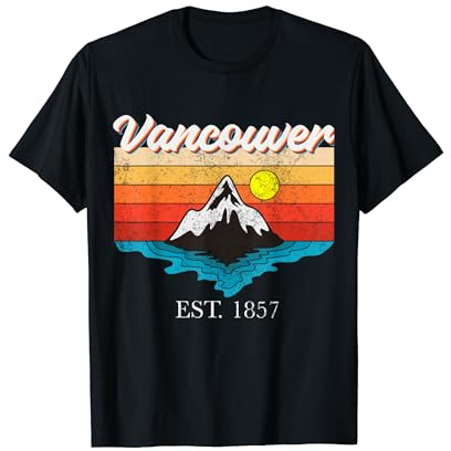 Vancouver Mountain River Retro Sonnenuntergang USA Trip Vancouver T-Shirt
