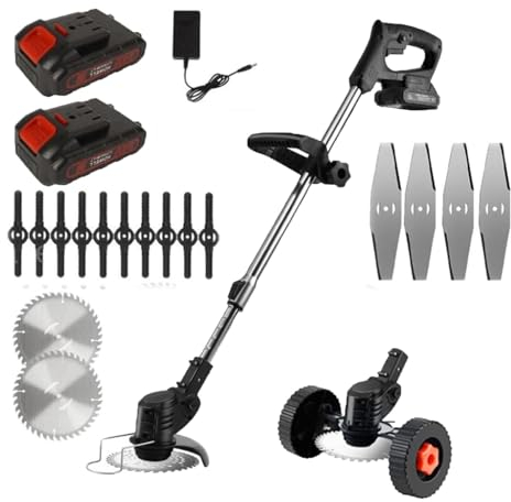 EYESLA Itoolmax 3 en 1 Coupe-Herbe sans Fil 1800w, 3 en 1 Portable Coupe-Herbe sans Brosse réglable en Hauteur avec 3 Types de Lames