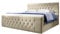 Luxusbetten24 Boxspringbett Nobile mit Strass und Stauraum 140x200 Beige H3 (70-100kg)