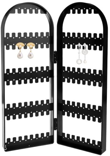 FKWKUW Présentoir Boucles D’Oreilles Pliable,Presentoir Boucle d'oreille,Rangement Boucle D’Oreille,Porte Bijoux Pliable Porte pour Boucles d'oreilles Bracelets Colliers (Noir)