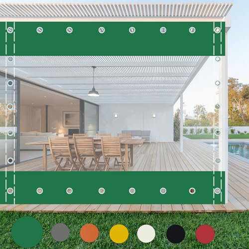 Heavy Duty Tarpaulin with Grommets,Transparent Tarpaulin Side Panels,Outdoor Clear Tarp Curtain,100% Waterproof,for Pergola,Porch,Gazebo,Patio,Customisable H×W- 1x3m/3.28x9.84ft