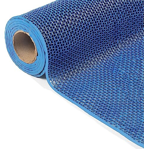 Alfombra de Piso de Drenaje para área húmeda Interior y Exterior de 5 mm de Espesor, Alfombra de Piso Impermeable Comercial de PVC Antideslizante, para Cuarto de Ducha, Piscina, Cocina (Color: Azul,