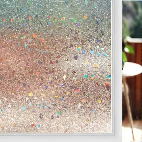 Vinilos para Cristales 20 x 950 cm 96% UV Translucido, Decorativo Fácilmente de Reutilizar Vinilo Opaco para Cristales Vidrieras Estáticas para Puertas Cristal, Ventana, Piedra Colorida