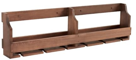 Portabottiglie in legno per espositore per vino rustico da parete con portabicchieri per calici per bottiglie Mensola da parete in legno per cucina Sala da pranzo Home Bar Soggiorno ecc. Ner