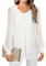 Gemulate Women's Top Chiffon Tops for Women UK Double Layer Ladies Top Long Sleeve Tops for Women Crew Neck Loose Fit Ladies Long Tops to Wear with Leggings - White Dot, M