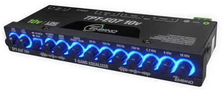 Timpano 7 band equalizer TPT-EQ7 10V High Voltage Line Driver 6 Channel RCA Output and Subwoofer Control and Crossover 1/2 Din Graphic Car Audio Eq with High Level Input
