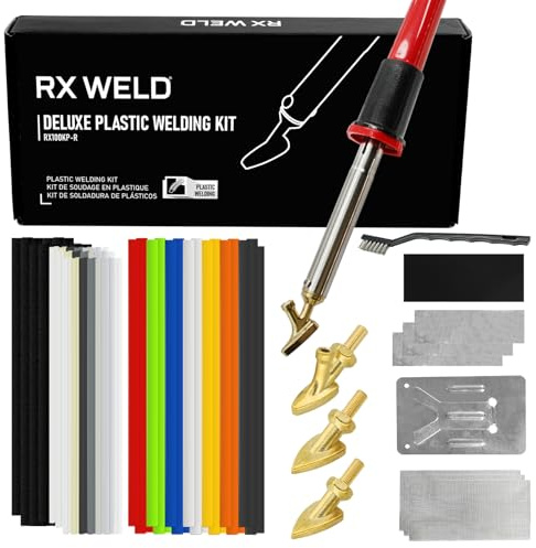 RX WELD Kit de soldadura de plástico de lujo, kit de reparación de soldador de 100 W para parachoques de automóvil