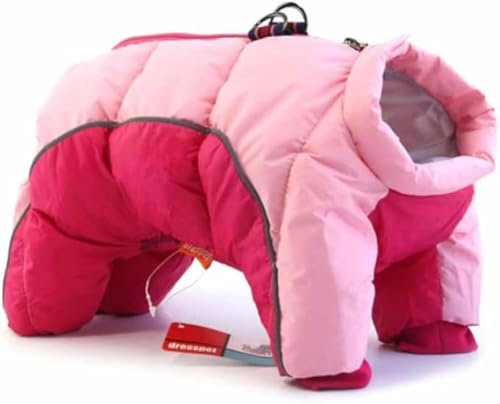 Gepolsterte Hundejacke für den Winter, Abdeckung mit 4 Beinen, warme Jacke, wasserdichter Hundemantel, Haustiere für drinnen und draußen, Kleidung für kleine, mittelgroße und große Hunde (Rosa, Größe