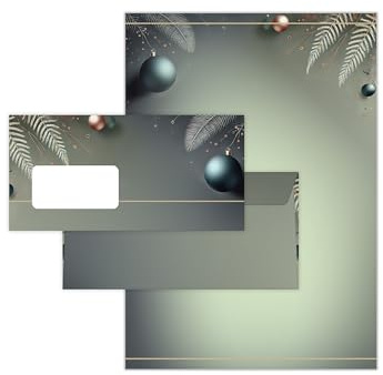 Briefpapier Weihnachten Weihnachtsbriefpapier mit Umschlag Umschlägen mit Fenster Weihnachtspapier A4 für Kunden (100 Blätter + 100 Umschläge)