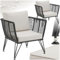 TecTake® Lot de 2 Fauteuil Salon Fauteuil Exterieur Chaise de Jardin en Résine tréssée pour Salon de Jardin Exterieur, Coussins Inclus, Mobilier de Jardin pour Amenagement Balcon Terrasse
