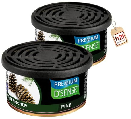 h2i Premium Duftdose | pine | 2 Stück | Auto Lufterfrischer und Duftspender für Camping, Büro & Zuhause | 60 Tage frischer Duft mit Mengenregulierung |b| passt in Getränkehalter | inkl. h2i Sticker
