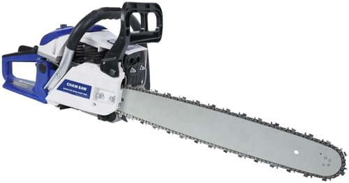 reukmuuc 58cc Gasbetriebene Kettensäge mit 50,8 cm Schwert, 2-Takt-Hand-Gaskette, 2-Takt-Power-Kettensäge, Benzin-Holzsäge, zum Holzschneiden und Baumschneiden, Blau