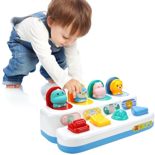 UOCAI Pop up babyleksak från 12 månader, Montessori-leksak från 1 år motorikleksak från 6 månader tidig utveckling orsak och effekt pedagogisk leksak baby påsk gåva pojkar flickor