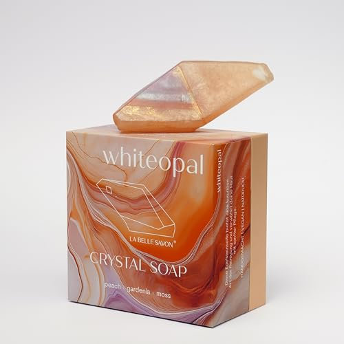 LA BELLE SAVON® Handseife [WhiteOpal] - Edelsteinseife - Handgemachte Naturseife mit echtem Edelstein - Vegan - Für Hände, Gesicht und Körper - Wellness & Spa Geschenk