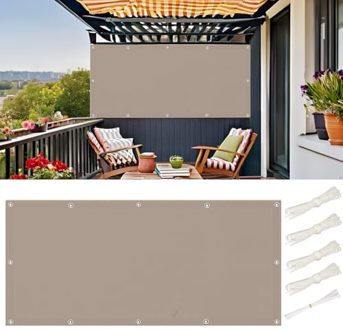 Toile Ombrage Exterieur Imperméable 2.5x9m, Voile Dombrage Rectangulaire Bache Ombrages, Filet Ombrages, Protection Solaire Polyester pour Patio Jardin avec Oeillets et Cordons, Brun
