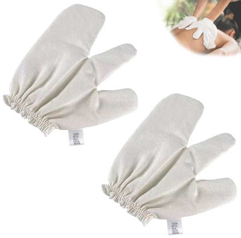 Garshana Handschuhe Rohseide Massagehandschuhe Ayurvedische Massage, 1/2pcas Garshana 100% Rohseide Ayurvedisches Trockenbürsten Lymphwerkzeug für den ganzen Körper (2 Stück)