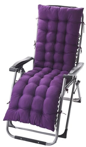 Mateju Dicke Liegenauflage, Auflagen für Gartenliegen mit Bändern Sonnenliege Auflage Anti-Rutsch Relax Liegenauflage für Außen Innen Liegestuhl Garten, Mehrfarbig (Lila,48x175x8cm)