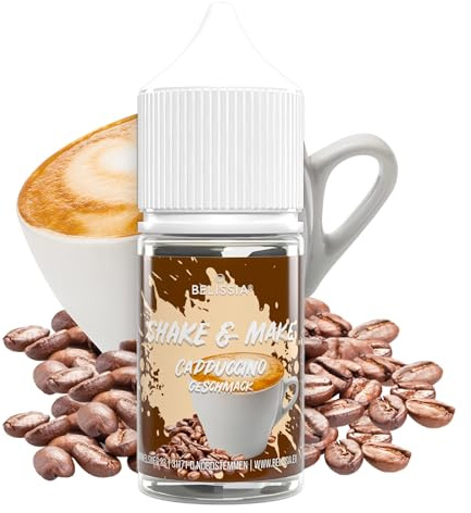 Belissia Shake and Make Cappuccino Geschmack 30ml Lebensmittelaroma | Hochdosiertes Aroma, vegan, ohne Zusatzstoffe, für Backen, Speisen, Getränke, Shakes, DIY und Raumduft