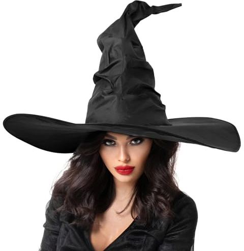 Hexenhut Damen Schwarz Zauberer Hut Lustiger Zauberhut Faltbarer Hexen Zubehör für Halloween, Motto-Party, Maskerade, Karneval