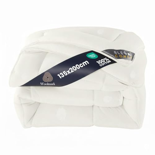 SLEEP COMFY 3-in-1 Ganzjahresdecke 100% Australischer Schurwolle, Allergikerfreundliche & Leichte WollSteppdecke 135x200cm, Oeko-TEX Zertifiziert