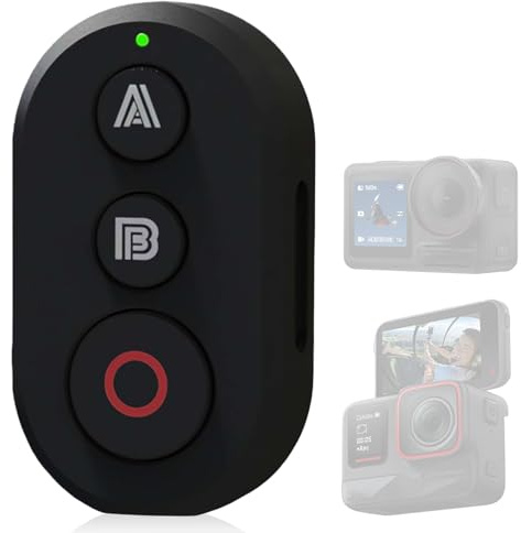 Telecomando Bluetooth compatibile con Insta360 X5/4/3/2/Go3/S/ACE pro/ACE GoPro 13/12/11/10/9/8/IOS/Android, portata 10 m, con cinturino e supporto per bicicletta per avventure all'aria aperta e