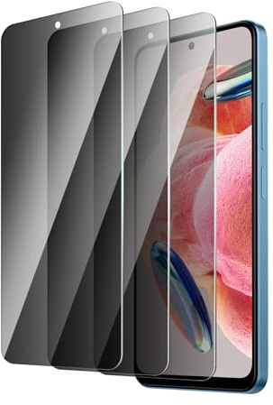 QZYWIKA Protection écran pour xiaomi redmi note 12, Anti espion 3 Pièces, Film en verre trempé de dureté 9H Anti-Rayures Anti-Empreinte Installation Facile