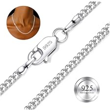 Dochais Sterling Silber 925 Halskette Damen 1mm/2mm Robuste Kette Silber 925 Plattiert Damen Schmuck Kette Frauen Geschenk 16/18/20/22 Zoll