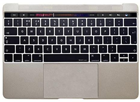 MiNGFi Silikon Englisch QWERTY Tastaturschutz für MacBook Pro 13 A1706/A1989/A2159 (2016–2020), Pro 15 A1707/A1990 (2016–2019) EU/ISO Tastaturlayout - Schwarz