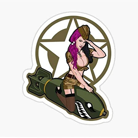 Hotrodspirit Mini-Sticker Pin-Up, Militärische Haare, Rosa auf einer Bombestyle 50er Jahre Retro