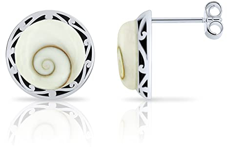 PLANETYS - 925 Sterling Silber Ohrringe Ohrstecker Auge des Heilige Lucie - Santa Lucia - Oeil de Sainte Lucie - Shiva Eye Inspiration Ethnique