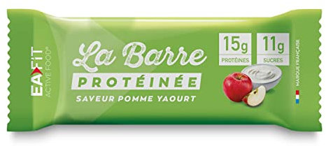 EAFIT La Barre Protéinée - Saveur Pomme Yaourt - Enrobée de chocolat au lait - 15g de protéines par barre - 5,5g de MG - faible en sucre - 12 vit et minéraux - Certifiée Anti-dopage