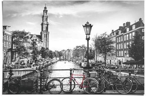 REINDERS Poster, Die Grachten von Amsterdam, Wohnzimmer, Poster, Wanddeko, Room Decor, 150 gr. glänzend Bilderdruckpapier, Schwarz-Weiß, 61x91,5cm