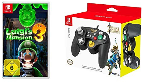Nintendo Luigi's Mansion 3 - [Nintendo Switch] & HORI Nintendo Switch Battle Pad (Zelda) Controller im GameCube-Stil