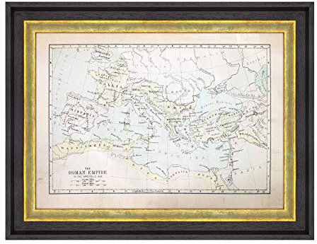 ConKrea Poster und Druck mit klassischem Rahmen – Antike Landkarte römisches Empire – Rom – Apostolische Äther (455)