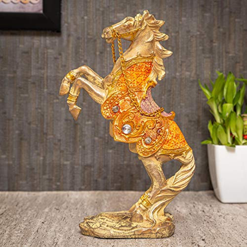 Tied Ribbons Roaring Horse Ornament Statue Showpiece for Home Decor (Polyresin, 18 cm X 15 cm) - Home Decoration Item