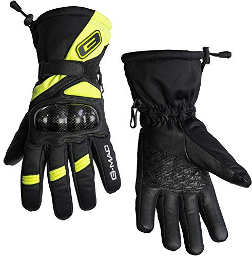 G-Mac Pilot Evo CE Thermal Waterproof Motorcycle Gloves (Black, Yellow, L)