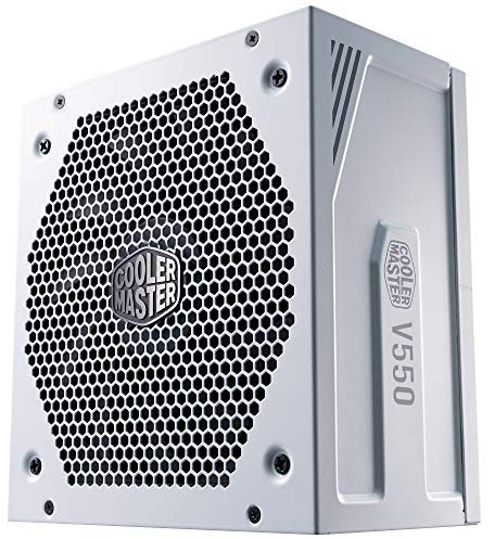 Cooler Master V550 Gold V2 PSU, UK Plug - 550 W, 80 PLUS Gold, Fully Modular, ATX Power Supply Unit, Quiet 135 mm FDB Fan, Semi-Fanless Mode, 10-Year Warranty, 16AWG PCI-e Cables - White Edition
