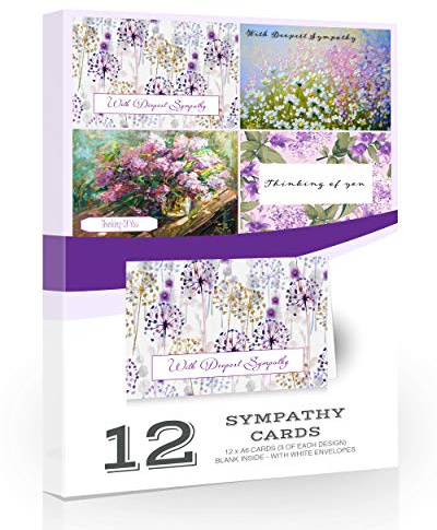 Olivia Samuel 12 x Sympathy/Thinking of You Cards Multipack from with White Envelopes