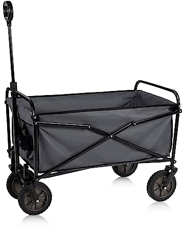 Camp Active Bollerwagen Faltbar - Transportwagen 63 x 52 x 82 cm - Strandwagen mit Belastbarkeit 70 kg - Einkaufswagen und Gartenkarre - Kinder Bollerwagen - Handwagen - Festival und Camping - Schwarz