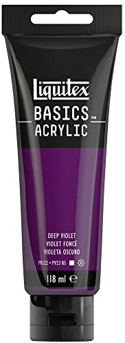 Liquitex 8870011 Basics - Peinture acrylique, peinture artistique monopigmentée, résistante à la lumière, qualité archive, finition satinée, tube de 118 ml - Violet foncé