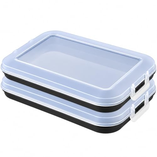 Engelland 2er Set Aufschnitt-Dosen mit integrierter Servierplatte, Frischhaltedose, Aufbewahrungsbox, Lebensmittelbehälter, Aufschnitt-Box, stapelbar, BPA-frei, Küchenbedarf, Kunststoff, Schwarz