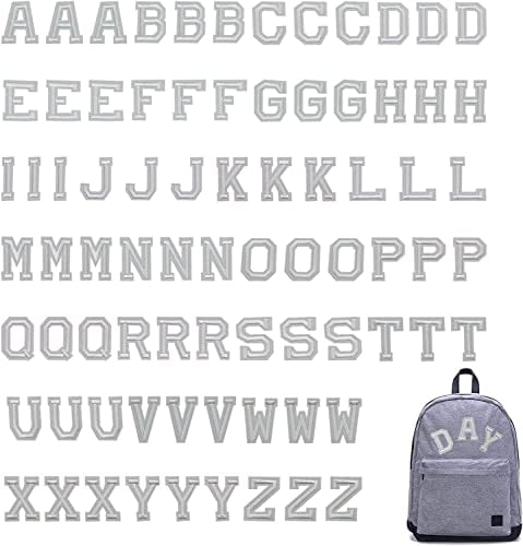 VEGCOO 78 Stück Alphabet Patches Zum Aufbügeln, Bestickte Aufnäher, Flicken für DIY Kleidung, Jacken, Rucksäcke, Jeans (Weiß)